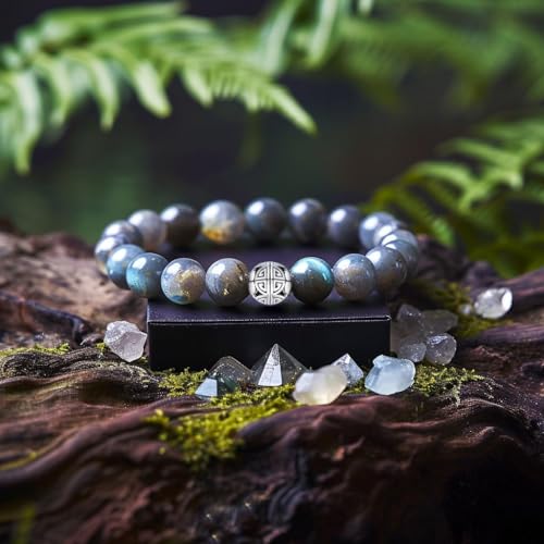 Healing Crystals Beaded Bracelets for Womens Natural Gemstone 8mm Beads Stretch Bracelets with 925 Sterling Silver Double Happiness Pendant3