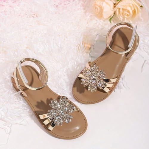 Girl's Sandals Flowers Adorable Sparkle Dress Shoes Summer Party Wedding Flats Toddler Size 82