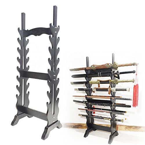 Grand support de cintre pour épées de samouraï avec finitions nobles en bois
