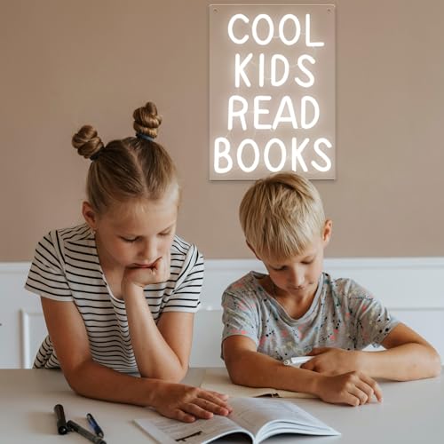 Image of Cool Kids Read Books Neon Sign for Classroom Wall Decor, Light Up Neon Signs for Kids Read Corner Decor Library Bedroom