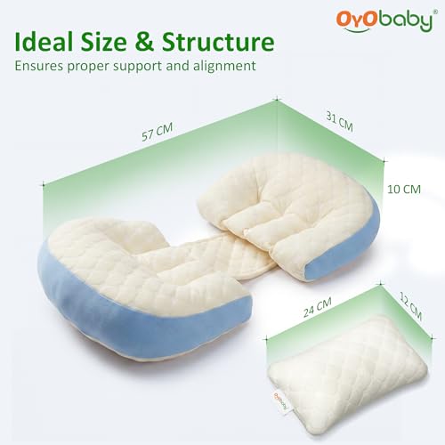 Image of OYO BABY Pregnancy Pillow H-Shape Adjustable Maternity Pillow | Velcro-Fit Belly & Back Support for Side Sleeping | Relieves Waist, Hip & Back Pain | Compact Pregnancy Support Pillow for Comfort- Blue