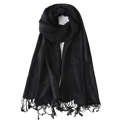 Nonakgado Rave Pashmina Scarf-WomenS Black Paisley Pashmina Shawls and Wraps for Evening Dresses(Sy5-Black)