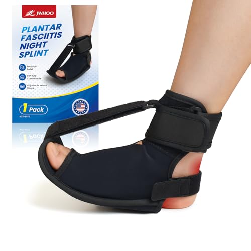 JWHOO Plantar Fasciitis Night Splint - Adjustable Plantar Fasciitis Brace For Sleeping, Night Splint For Achilles Tendonitis, Heel Spur, Plantar Fasciitis Relief Women Men, Day & Night Use (L, XL)