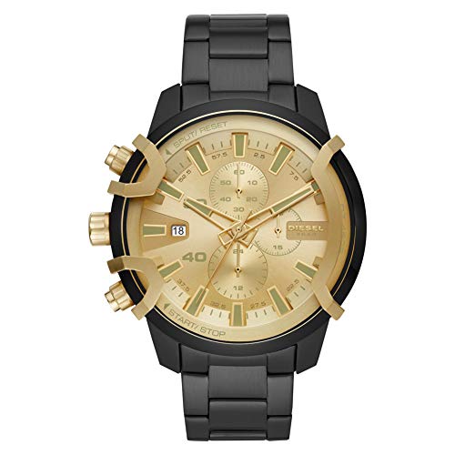 Diesel Reloj Cronógrafo para Hombre de Cuarzo con Correa en Acero Inoxidable, Negro, Talla única, DZ4525