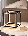 EDISHINE Modern LED Table Lamp, Minimalist Bedside Lamp with Solid Wood Base, 3 Way Dimmable, 3000K/4500K/6000K, 470LM, Black Gold Square Geometric Nightstand Lamp for Living Room, Bedroom, Office