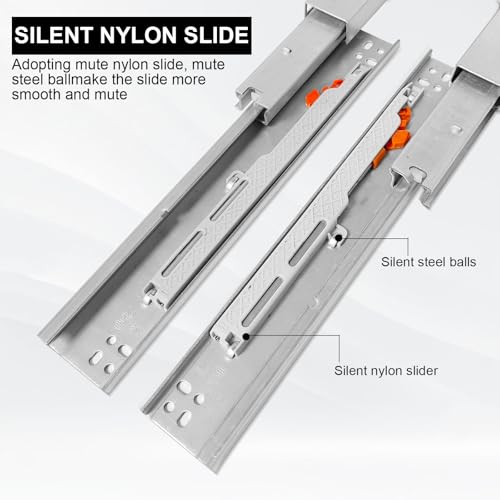 Schubladenschienen, 1 Paar Auszugsschienen Bodenmontage, Vollauszug Schubladenschienen Softclose, 180MM Schubladen Schienensystem (20)