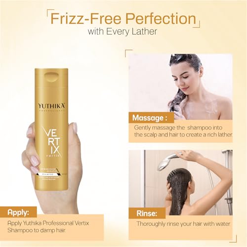 Image of Yuthika Professional Vertix Hydrolyzed Keratin Shampoo Ultimate Care & Restoration 250ml I Post Care Shampoo For Straightened Hair, Salon Like Smooth Hair