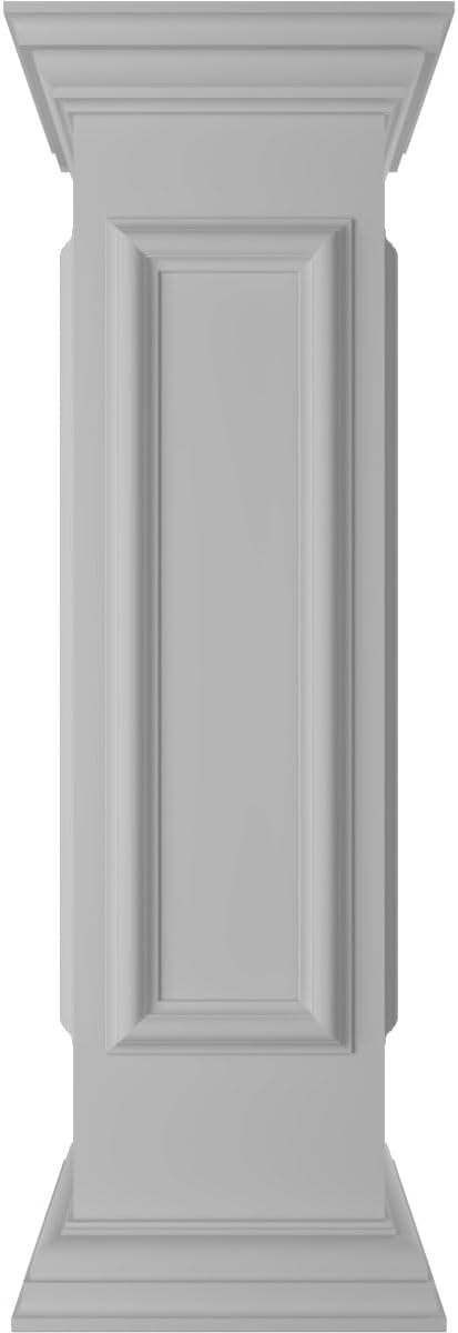 10"W x 40"H End Newel Post with Panel, Peaked Capital & Base Trim (Installation kit Included)