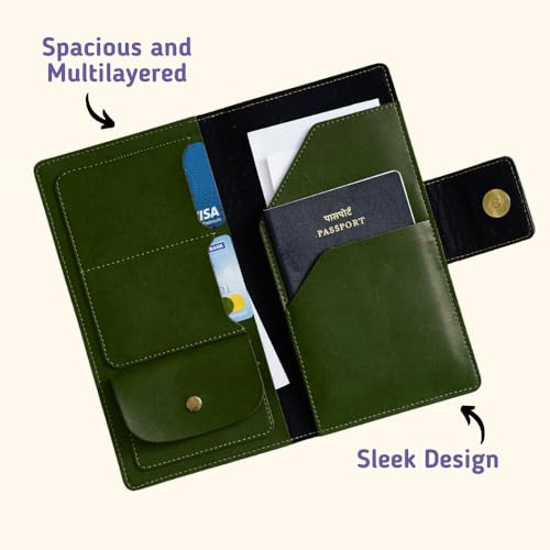 Image of Customized Travel Wallet with Name Engrave | Personalised Passport Holder for Women | Customised Passport Cover for Men and Women | Travel Organizer Gift Wallet (Green)