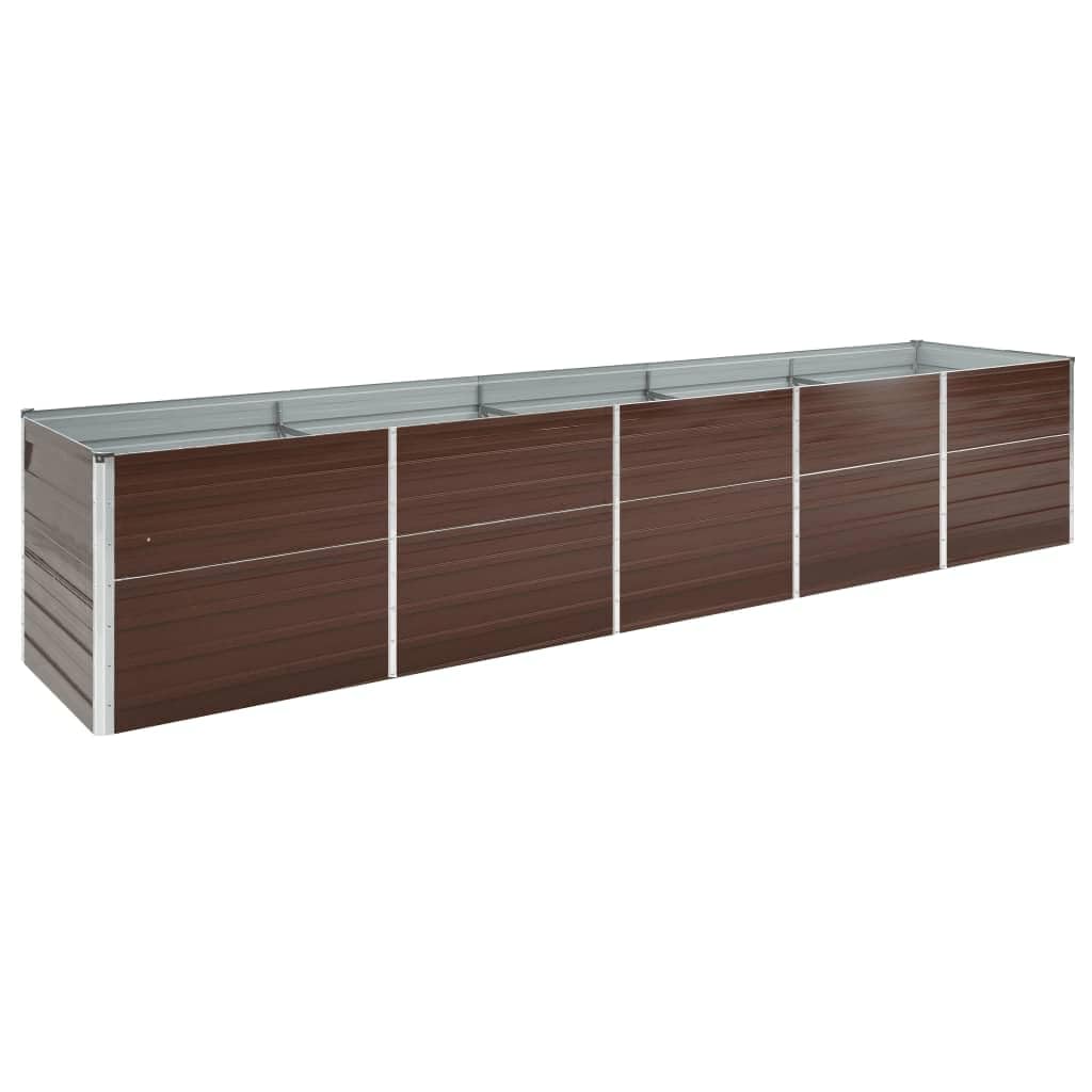 vidaXL Raised Garden Bed - 400x80x77 cm - Galvanised Steel - Brown