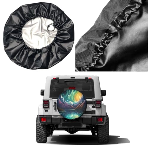 Image of Delerain Mountain Landscape Lake Spare Tire Cover Wheel Protectors Sun Protector Waterproof for Trailer RV SUV Truck and Many Vehicle(16 Inch for Diameter 29 inch-31 inch)