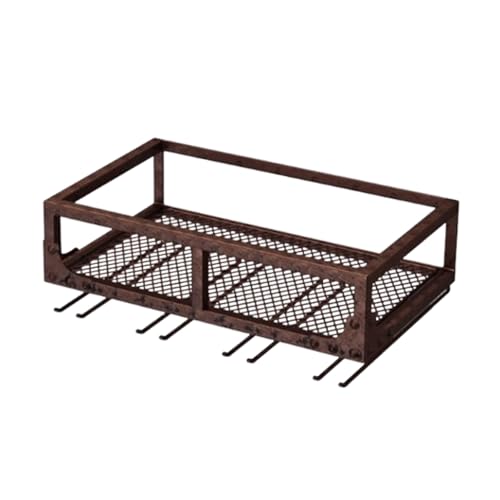 Soporte para botellas de vino con estante, montaje de pared, bronce