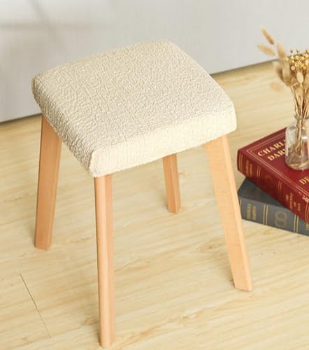 YOUGANG Lujosas fundas para taburetes de tocador, fundas cuadradas para sillas de comedor para bodas, fiestas, bares, hoteles, funda elástica con diseño antideslizante, 30-38 cm (beige, 2)