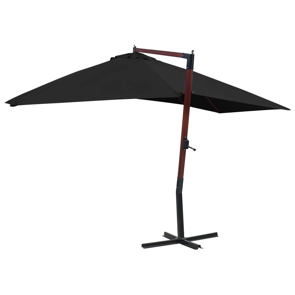 Wiszący parasol ogrodowy, parasol przeciwsłoneczny, baldachim do ogrodu, na zewnątrz, na patio, z drewnianym słupkiem, 400x300 cm, czarny