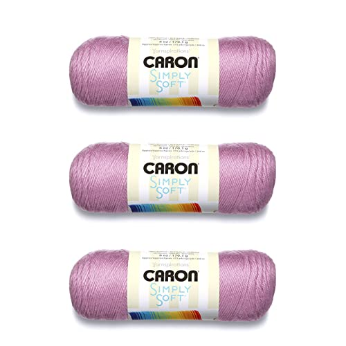 Caron Simply Soft BlackBerry Yarn - 3 Pack of 170g/6oz - Acrylic - 4 Medium (Worsted) - 315 Yards - Knitting/Crochet