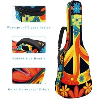 JRHEJTFZ Housse pour guitare acoustique de 1,9 cm d’épaisseur – Imperméable – Durable et élégant – Motif floral, Multicolore 5., 42.9×16.9×4.7 in, Motif imprimé tendance - Les Beatles, Paul McCartney, John Lennon, RIngo Starr, George Harrison JRHEJTFZ Housse pour guitare acoustique de 1,9 cm d'épaisseur - Imperméable - Durable et élégant - Motif floral, Multicolore 5., 42.9x16.9x4.7 in, Motif imprimé tendance – Image 4
