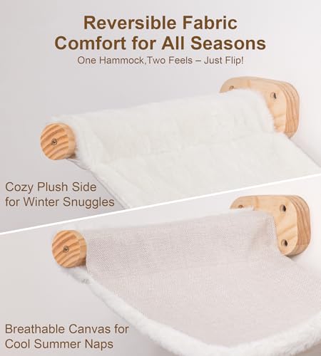 Amaca Da Parete Per Gatti, Con 2 Gradini, In Legno, Per Dormire, Giocare, Arrampicarsi, Rilassarsi - 5