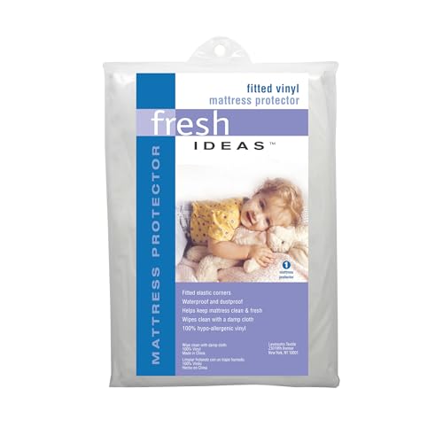 Fresh Ideas Fitted Vinyl Mattress Protector, Waterproof, Hypoallergenic, 9' Pockets, Twin