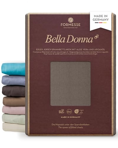 Formesse – Bella Donna Jersey. Edles Jersey-Spannbettlaken 90x190-100x220 cm - bis 30cm Höhe - 97% Baumwollzwirn, 3% Elastan, Aloe Vera und Arganöl/Spannbetttuch aus Deutschland - Trüffel