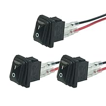 3Pcs Waterproof Rocker Toggle Switch,2 pin mini ON-Off Rocker Switch with 20CM UL1007 18awg Wires,15A 125V/250VacBlack