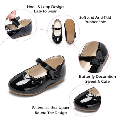Image of PHIRAMIN Toddler Flower Girl Glitter Dress Shoes Little Girl Ballet Flats Bow Wedding Party