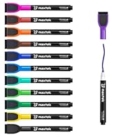 maxtek Magnetic Whiteboard Pens Markers, Fine Tip White Board Markers Erasable with Eraser for Kids, Low Odour Thin Dry Wipe Pens for Whiteboard