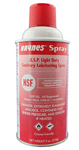 Haynes Spray, U.S.P. Light Duty Sanitary Lubricating Spray, Food Grade Lubricant Spray, 1 x 9oz Spray Can