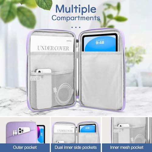 Image of Dadanism 9-11 inch Tablet Sleeve Bag Carrying Case for iPad (A16) 11th Gen 11 inch, iPad 10th Gen 10.9 inch Air 5 /4, iPad Air M4 /Pro 11 inch, iPad 9 /8 /7th, Galaxy Tab A11+ Plus 11 inch, Remarkable 2 10.3 inch, Grey Purple