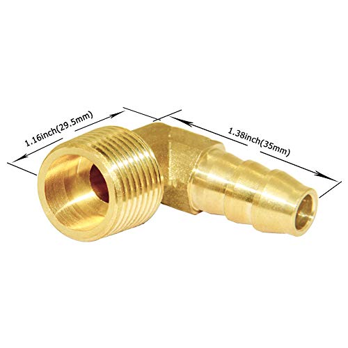 Joywayus Brass Hose Fitting,90 Degree Elbow,3/8" Barb X 3/8" Npt Male Pipe Water/Fuel/Air (Pack Of 2) #TOP1