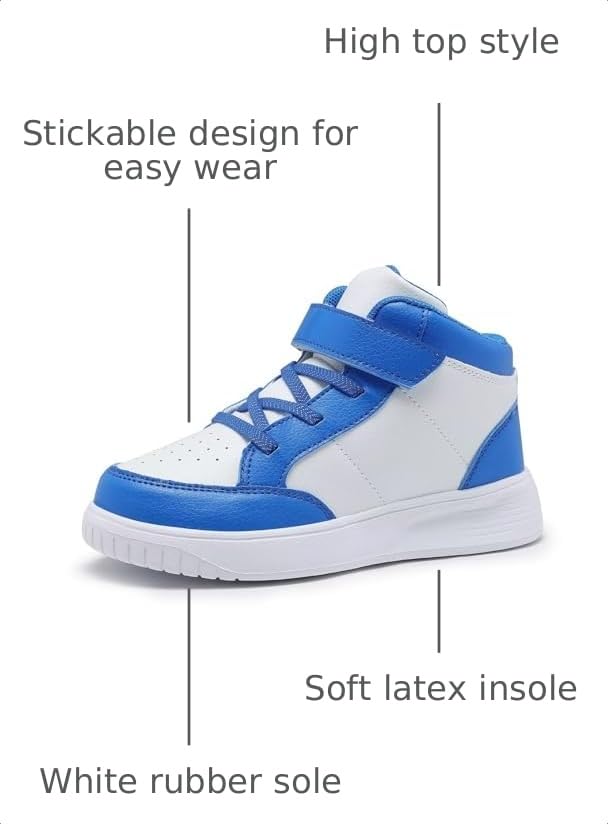 Image of Kids Sneakers Boys Running Shoes Girls High Top Casual Lightweight Classic Adjustable Strap Sneakers