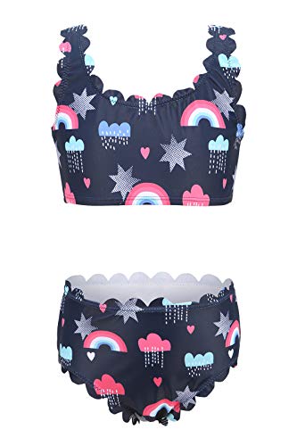 Image of HowJoJo Girls Two Piece Tankini Swimsuit Green Floral Bathing Suit Swimwear