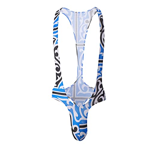 Ctreela Mesh Jockstrap for Men Sexy Graphic Leotard Bulge Pouch Jumpsuit Underwear Print Wrestling Singlet Bodysuit4