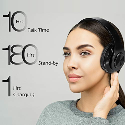 Sendowtek Cuffie Bluetooth Senza Fili Cuffie Wireless On-Ear con Microfono Stereo Pieghevoli e Ricarica Veloce Batteria Fino a 20 Ore per Phone PC Scuola (Nero) - Image 4