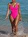 Pink Queen Women's Sexy One Piece Swimsuit Cutout High Cut Tummy Control Bathing Suit Swimwear Bright Pink L