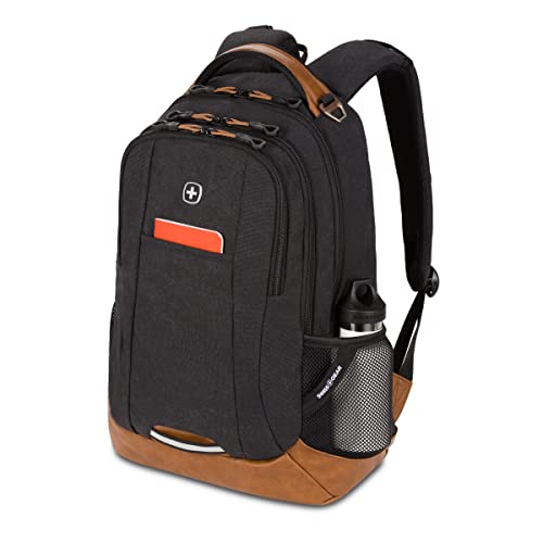 SwissGear Cecil 5505 Laptop Backpack, Black Canvas/Brown, 18Inch Bagy.io