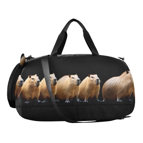 Duffle Bag for Boys or Girls with Shoes Compartment, Funny Capybara Sports Travel Bag Overnight2