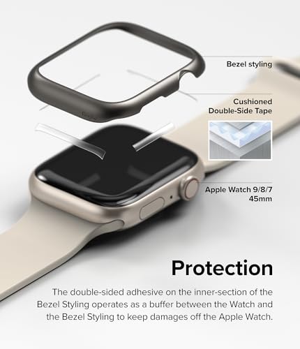 Protection Apple Watch 9 45mm Ringke Bezel Styling cadran acier