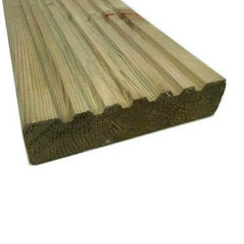 Pressure Treated Decking Board 125mm x 32mm (120mm x 26mm) (Pack of 4) (2.4m Lengths)