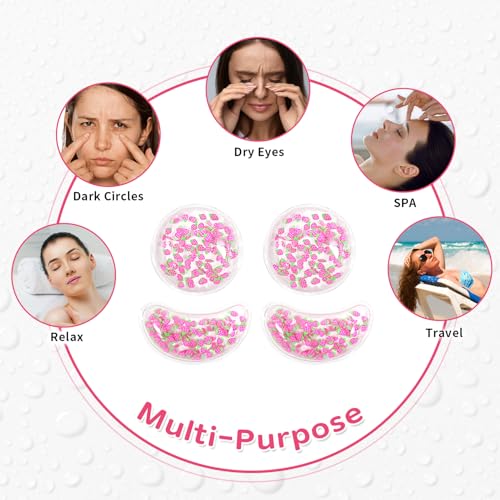 Image of 4PCS Gel Eye Ice Pack Set, Cold & Hot Compress, Reusable Cooling Gel Pads for Strain Relief, Relaxation, SPA and Sleep (4 Strawberries)