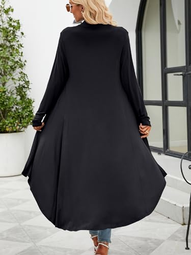 Women's Casual Long Open Front Drape Lightweight Duster High Low Hem Maxi Long Sleeve Cardigan(S-3XL)4