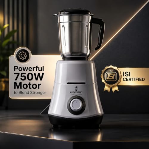 Image of Hydrogrind 750 Watts Juicer Mixer Grinder With 3 Stainless Steel Jars (3 Jars, Grey Black) 4 Years Warranty