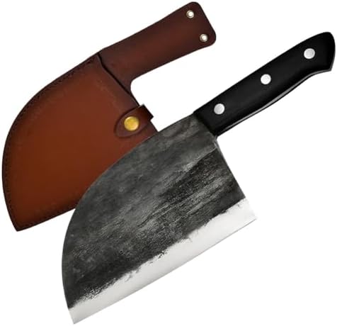 6.5 Inch Handmade Serbian Chef Knife Cleaver Forged Cutting Butch...