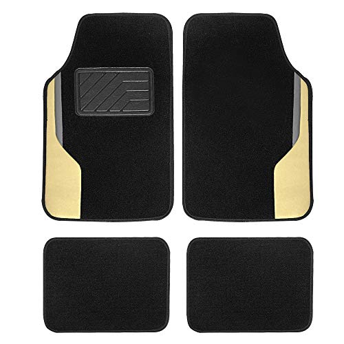 FH Group Conjunto completo de tapetes F14502-BEIGE com ajuste universal, cores contrastantes