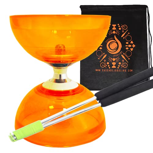 Diabolo Triple Roulement à Quartz – Set Avec Baguettes Alu, Corde & Sac – Orange