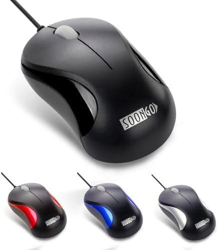 SOONGO Computer Mini USB Wired Optical Mouse Portable for Laptop,...