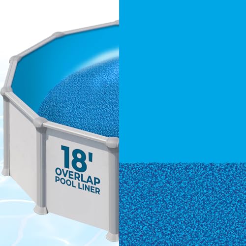 18 Foot Round Pool Liner for 48 and 52 Inch Above Ground Swimming Pools - Overlap Pool Liner Replacement Long Lasting Standard Gauge Easy Installation Blue Pebble