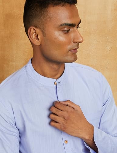 Image of Amazon Brand - Symbol Men's 100% Cotton Solid Short Length Casual Kurta - Regular Fit (Available in Plus Sizes)