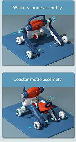 Image of BabyTeddy Patented 5 in 1 Activity Baby Walker Push Walker Scooter Bike Anti-o Shaped Leg Anti-Fall Music Box Baby (Blue-Orange)