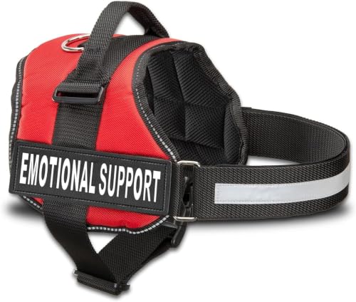 Industrial Puppy Emotional Support Vest Harness - Durable and Adjustable Dog Vest with Reflective Straps Removable Patches Handle & D-Ring Travel and Daily Use Small 19.5-25 - Bright Red