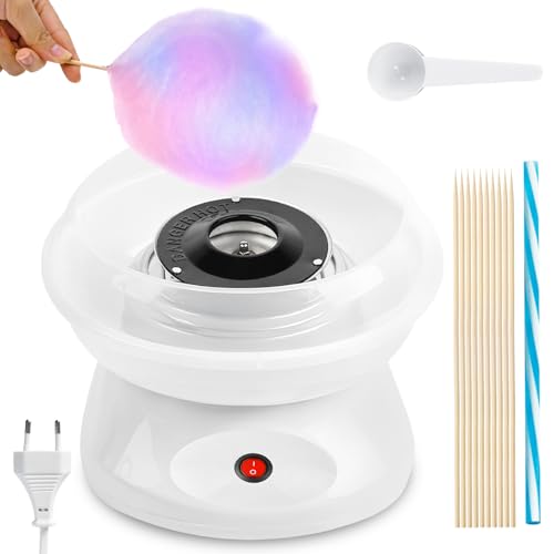 Zuckerwattemaschine, Retro Cotton Candy Machine 450 W, Zuckerwatte Maschine, Zuckerwattemaschinen Für Zuhause Mit Messlöffel, Bonbonstäbchen, Zehn Stöcke (Weiß)